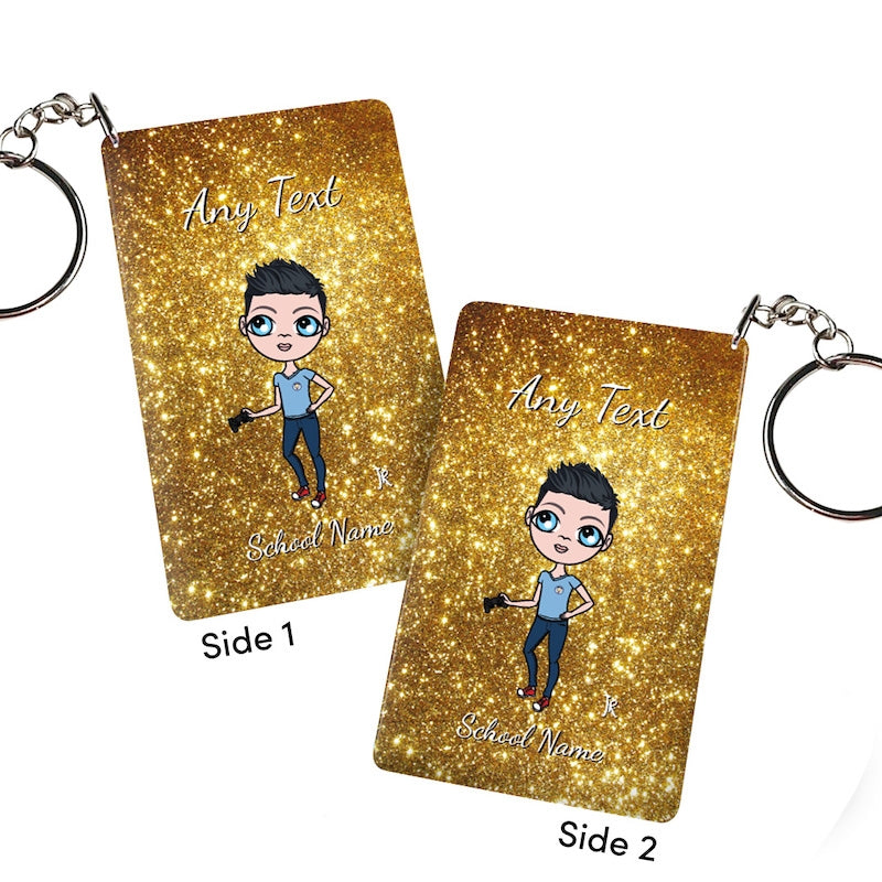 Jnr Boys Personalised Gold Glitter Keyring - Image 2