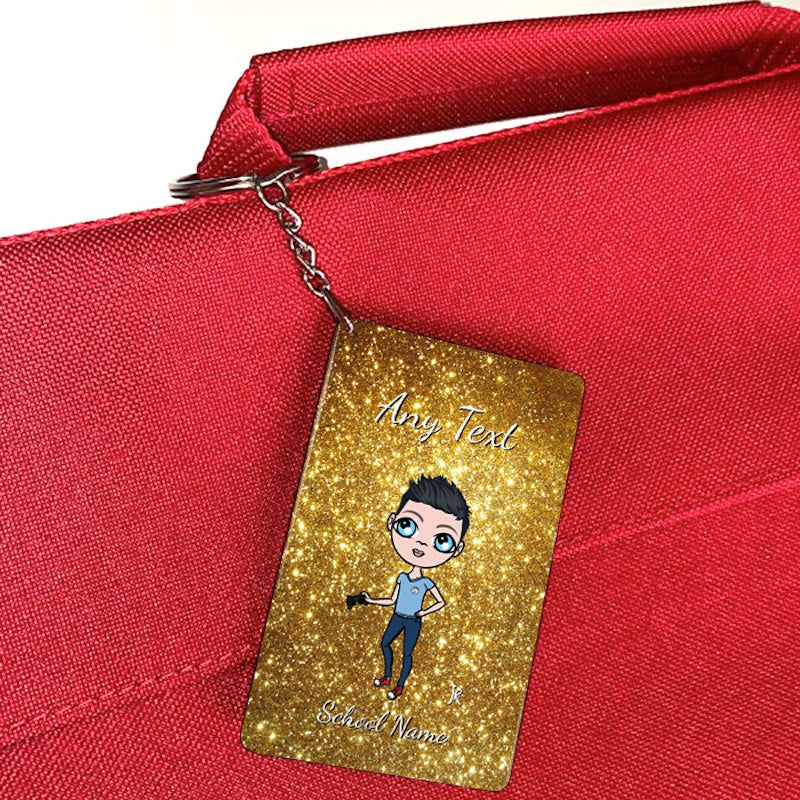 Jnr Boys Personalised Gold Glitter Keyring - Image 3