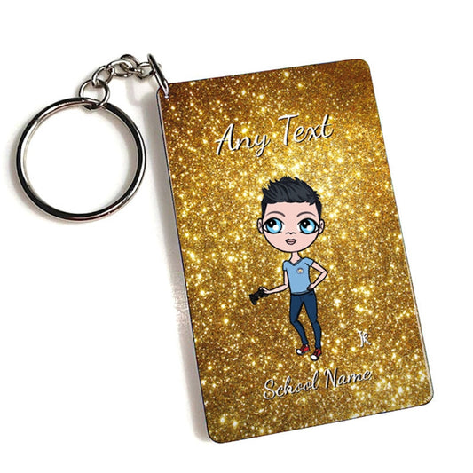 Jnr Boys Personalised Gold Glitter Keyring - Image 1