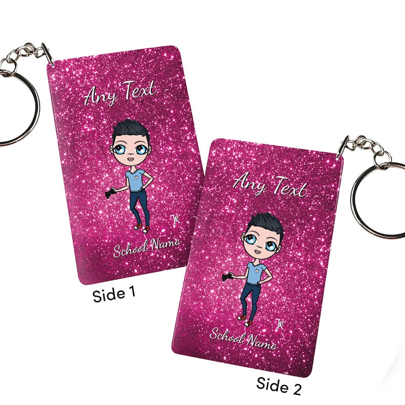 Jnr Boys Personalised Pink Glitter Keyring - Image 2