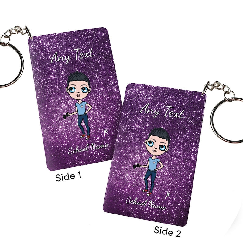 Jnr Boys Personalised Purple Glitter Keyring - Image 2