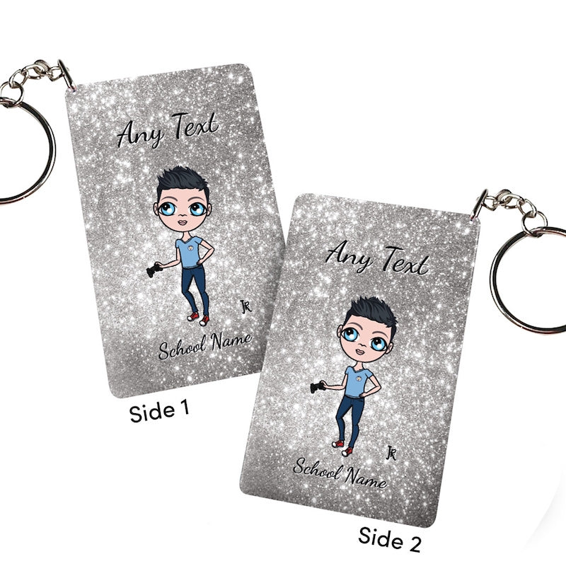 Jnr Boys Personalised Silver Glitter Keyring - Image 2