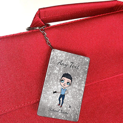 Jnr Boys Personalised Silver Glitter Keyring - Image 3