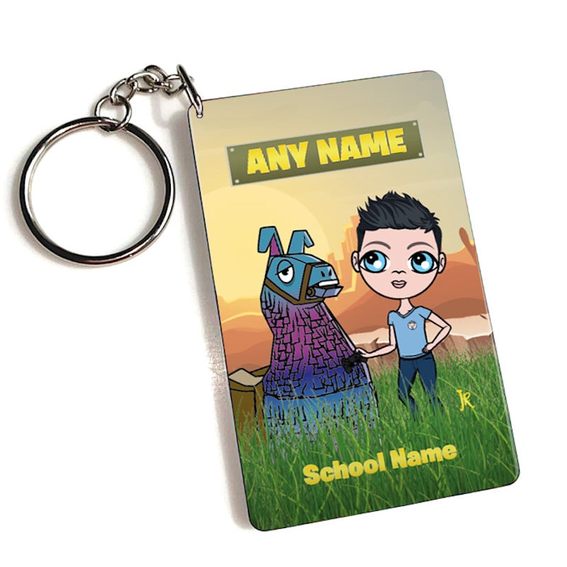 Jnr Boys Personalised Llama Looting Keyring - Image 1