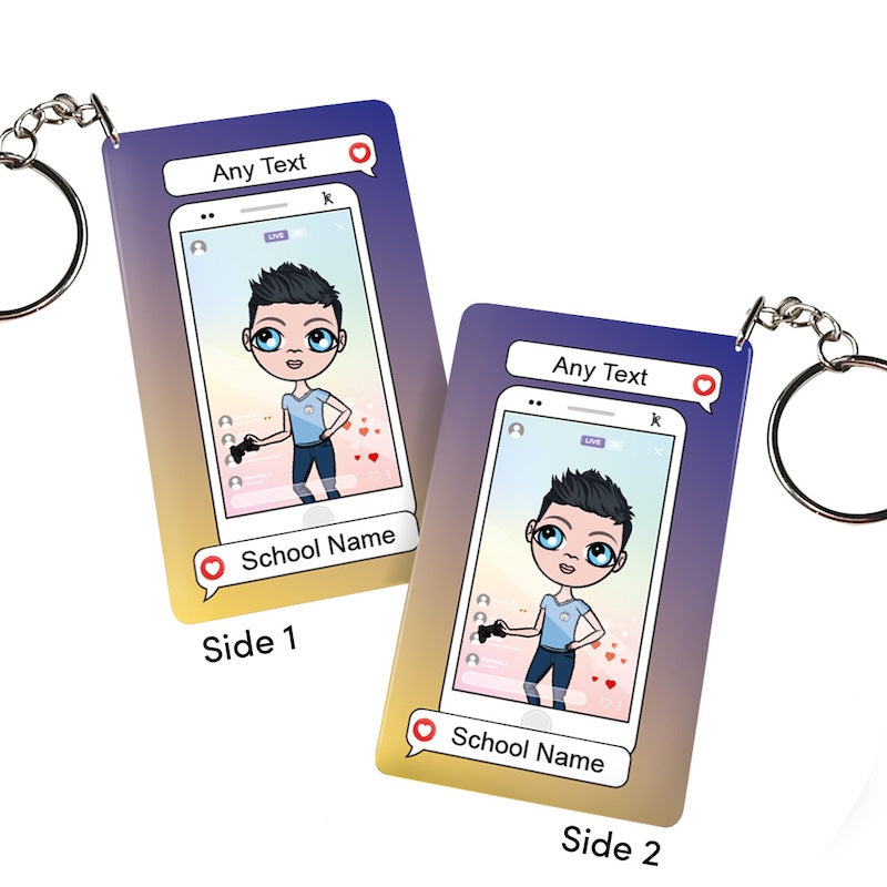 Jnr Boys Personalised Social Likes Keyring - Image 2