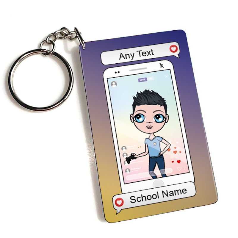 Jnr Boys Personalised Social Likes Keyring - Image 1