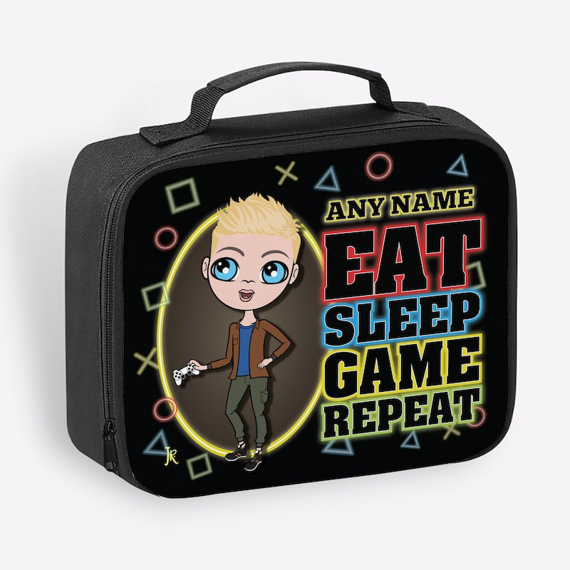 Jnr Boys Eat Sleep Game Repeat Cooler Lunch Bag - Image 1