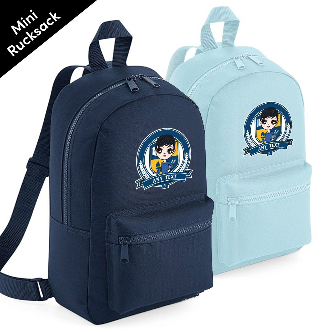 Jnr Boys Personalised Navy Emblem Mini Rucksack - Image 3