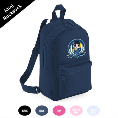 Jnr Boys Personalised Navy Emblem Mini Rucksack - Image 2