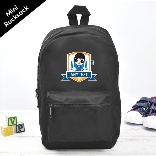 Jnr Boys Personalised Orange Emblem Mini Rucksack - Image 1