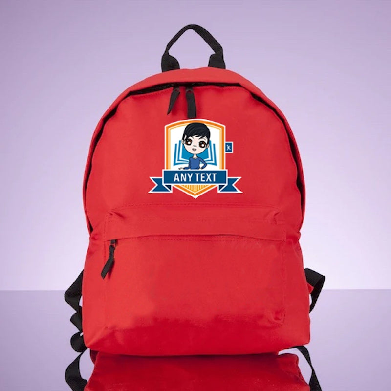 Jnr Boys Personalised Orange Emblem Rucksack - Image 4