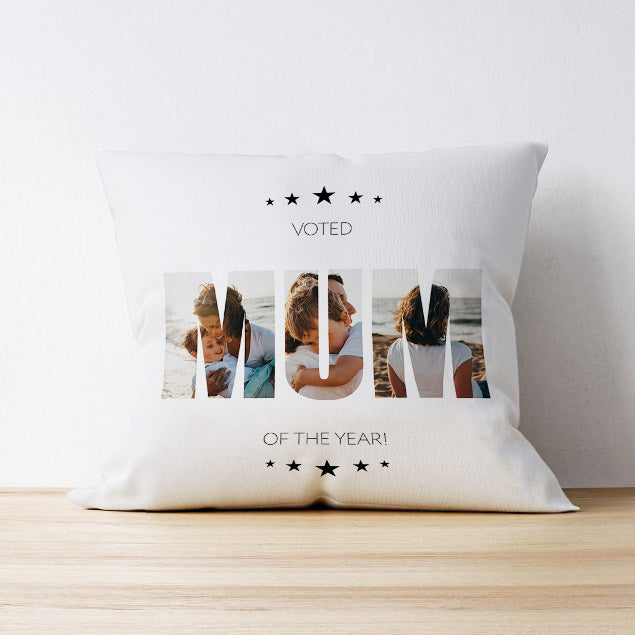 Three Photo Upload Cushion - MUM of The Year