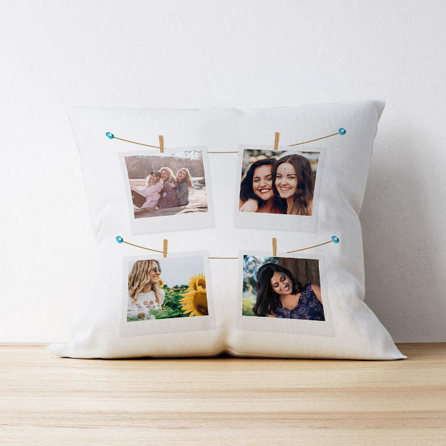 Four Photo Upload Cushion - Polaroid