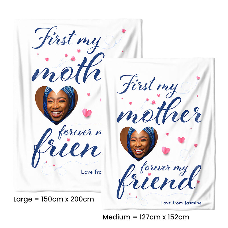 Personalised Photo Medium Teddy Fleece Blanket - First My Mother, Forever My Friend