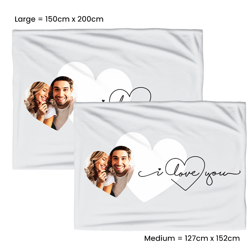 Photo Upload Medium Teddy Fleece Blanket I Love You