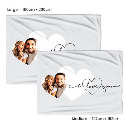 Photo Upload Medium Teddy Fleece Blanket I Love You