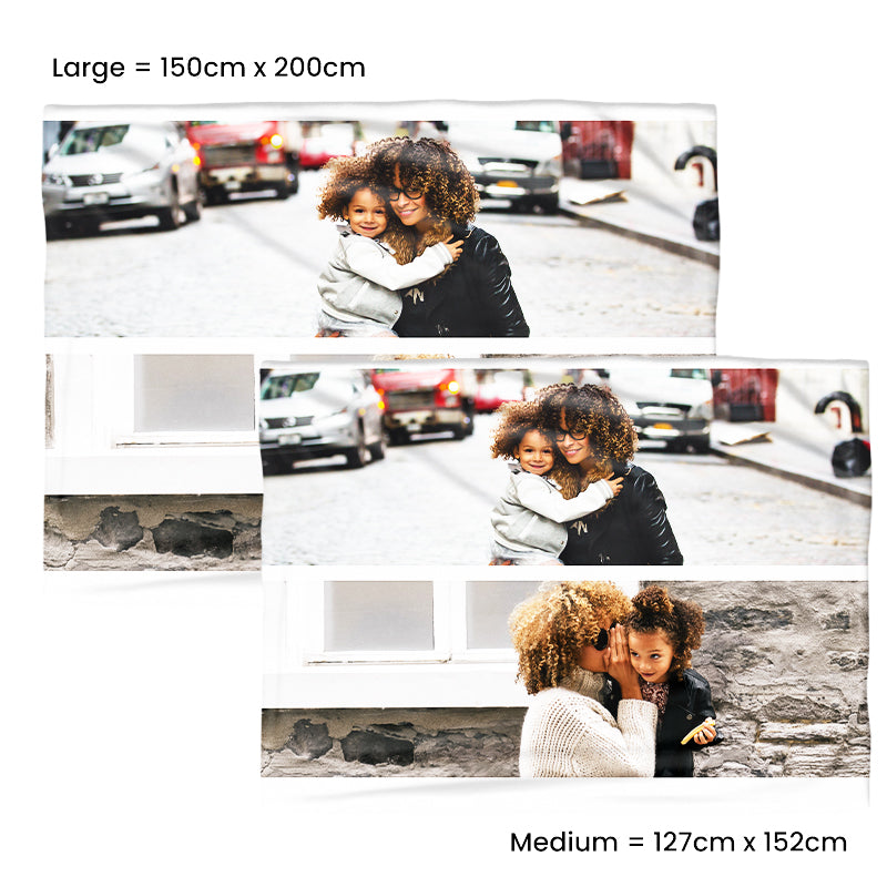 Two Horizontal Photo Large Teddy Fleece Blanket