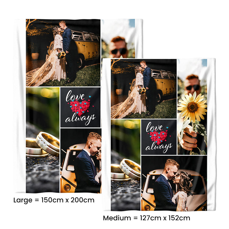 Four Photo Medium Teddy Fleece Blanket - Love Always