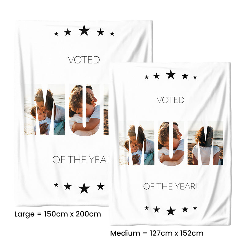 Mum Of The Year Photo Large Teddy Fleece Blanket