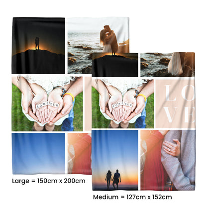 Five Photo Large Teddy Fleece Blanket - Love Collage