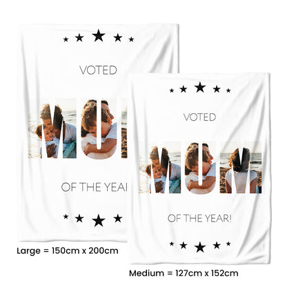 Mum Of The Year Photo Medium Teddy Fleece Blanket