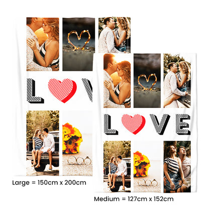 Six Photo Medium Teddy Fleece Blanket - Love