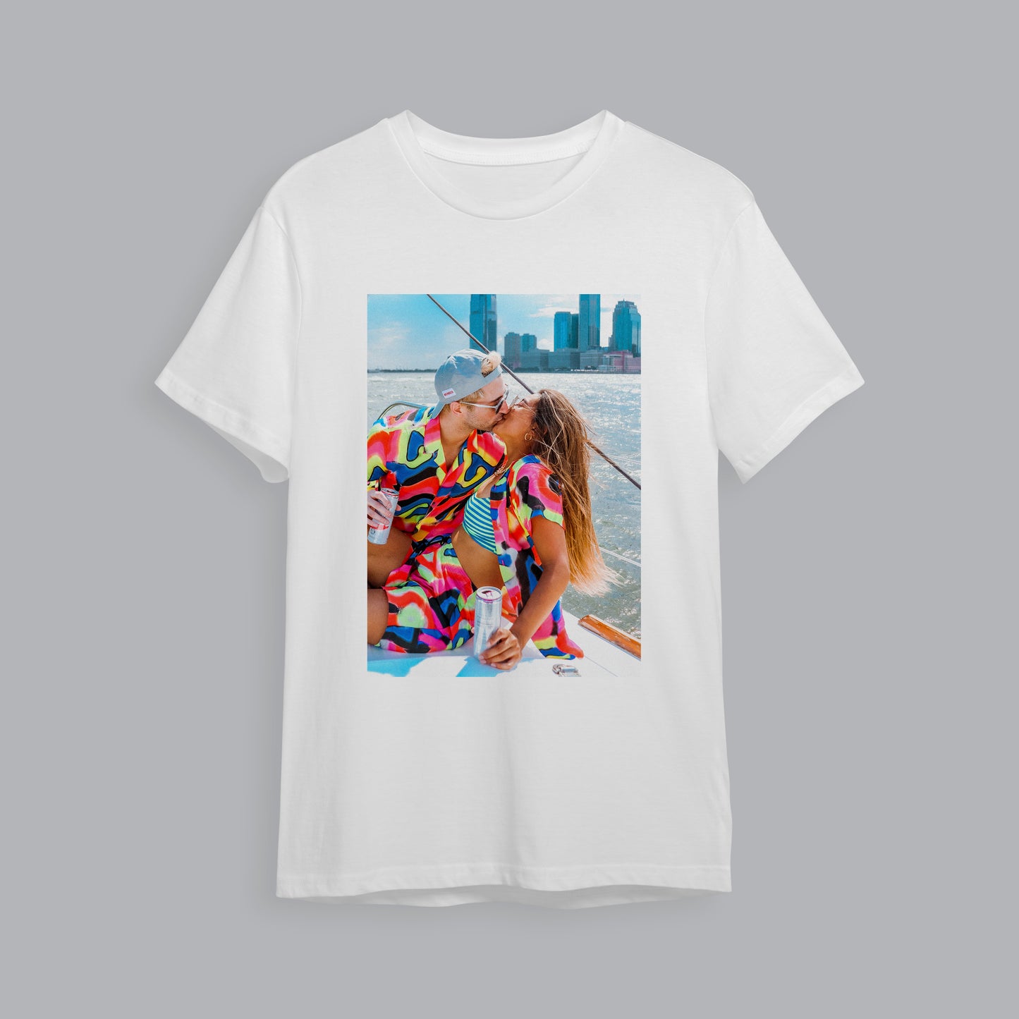 White Single Photo Upload T-Shirt