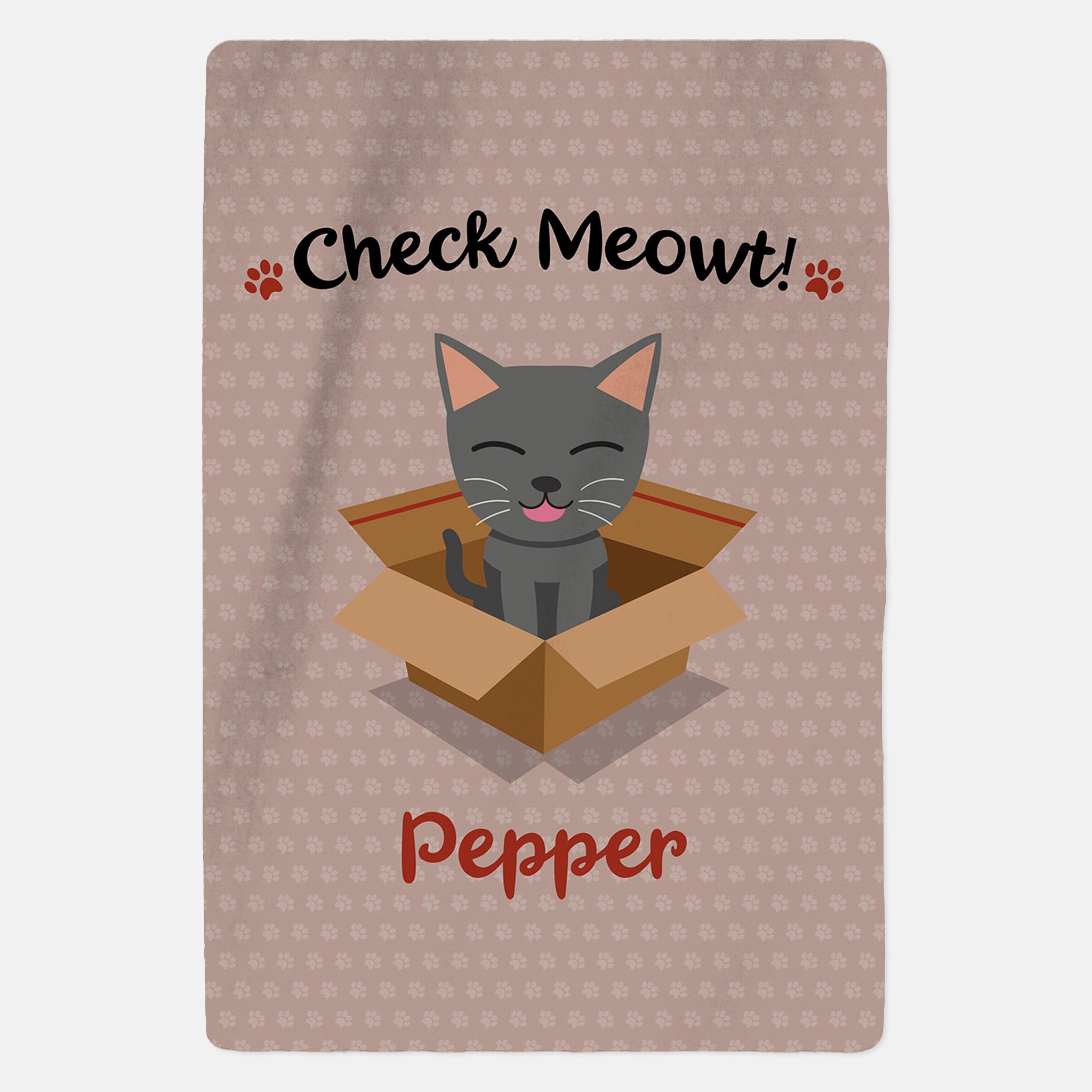 Personalised Grey Cat Blanket - Check Meowt - Pink