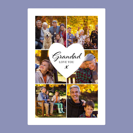 Six Photo Blanket - Grandad, Love You - Custom Gifts 