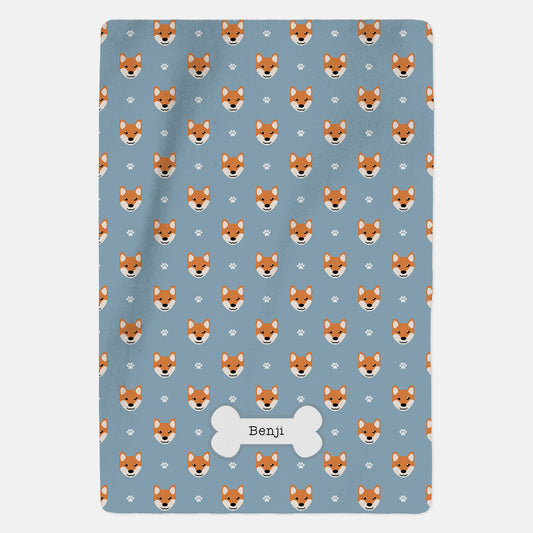 Personalised Shiba Inu Blanket - Pattern - Custom Gifts 