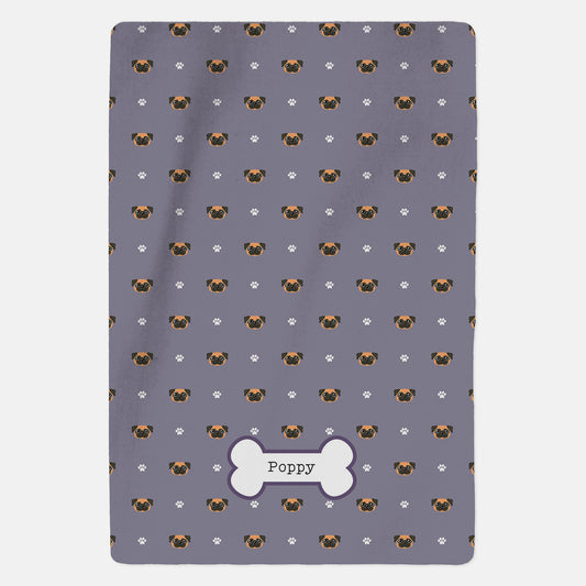 Personalised Apricot Pug Blanket - Pattern - Custom Gifts 