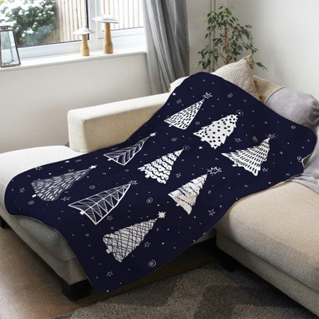 Fleece Blanket - Christmas Trees - Custom Gifts 