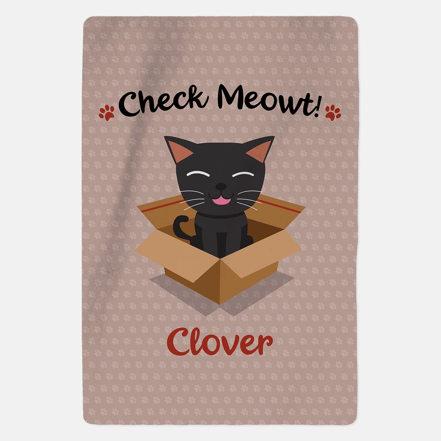 Personalised Black Cat Blanket - Check Meowt - Pink - Custom Gifts 