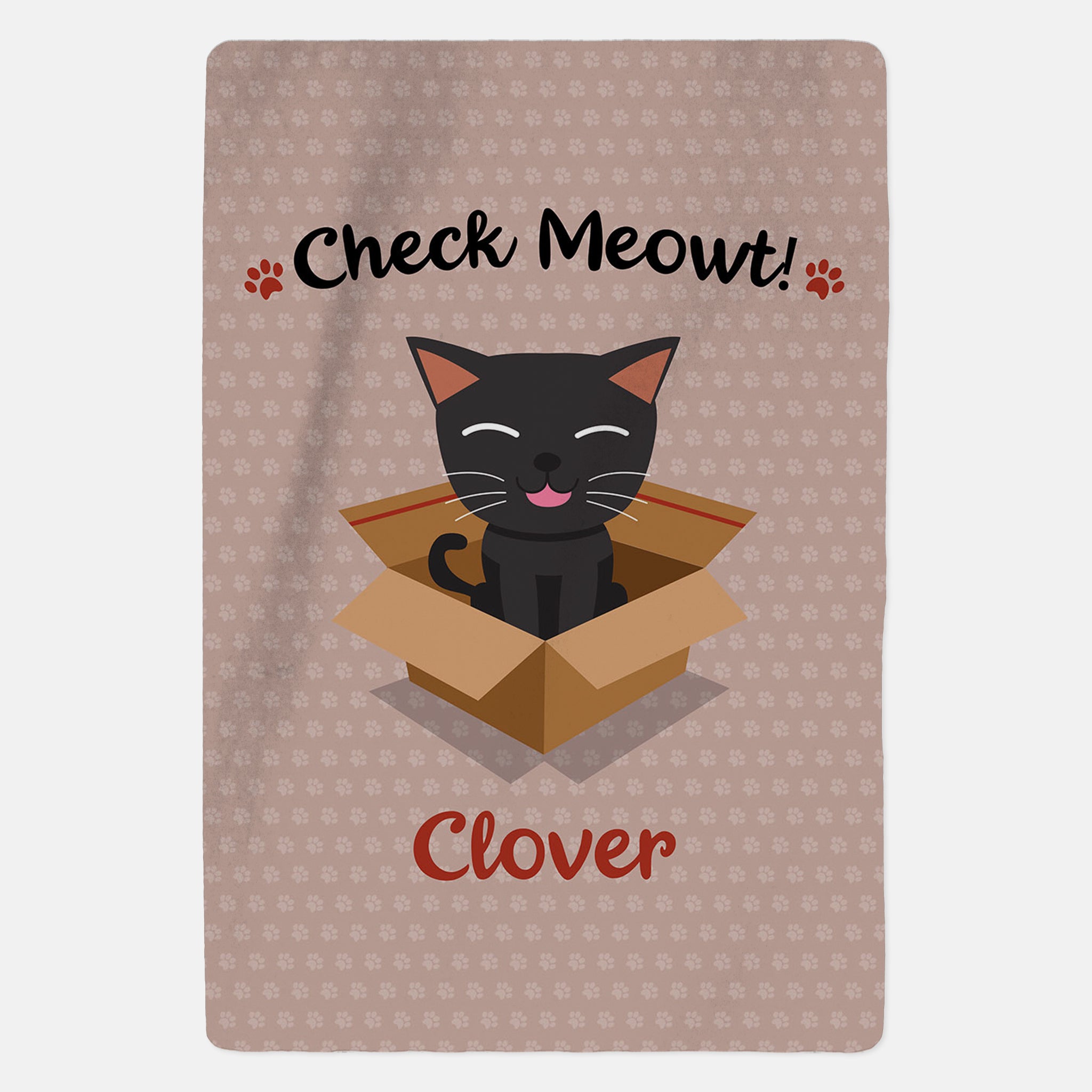 Personalised Black Cat Blanket - Check Meowt - Pink - Custom Gifts 