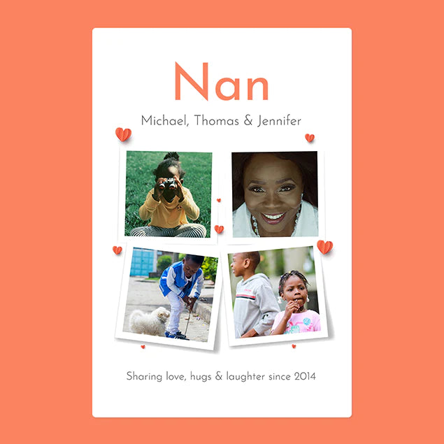 Four Photo Blanket - Nan Sharing Hugs - Custom Gifts 