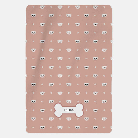 Personalised White Pug Blanket - Pattern - Custom Gifts 