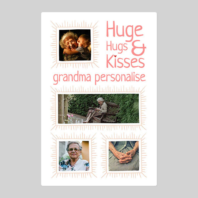 Grandma Four Photo Blanket - Custom Gifts 