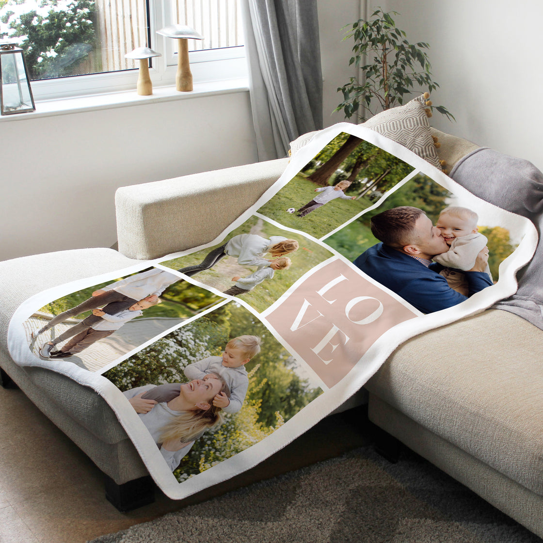 Five Photo Blanket - Love Collage - Mothers Day Gift - Custom Gifts 